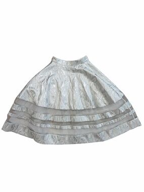 bebe Silver Lace Circle Skirt with Sheer Bands